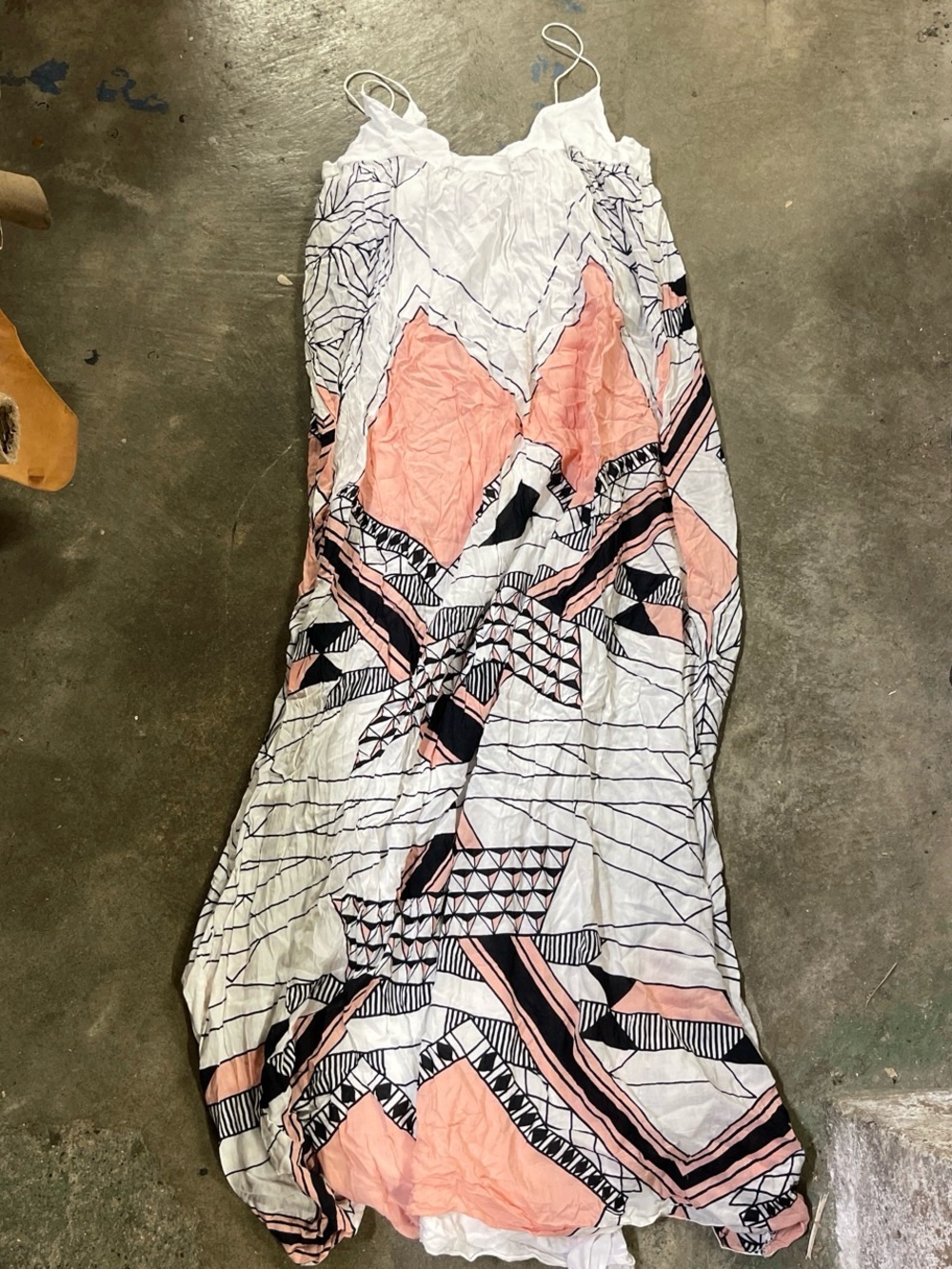 Maurie + Eve White, Peach & Black Geometric Maxi Dress
